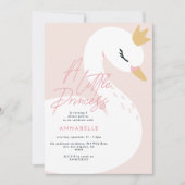 ピンクガーリー写真の美しエレガントい白鳥の子どもたち 招待状 (正面)