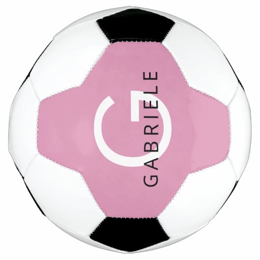 ピンクガーリー名前をカスタムするとモノグラム文字 サッカーボール (正面)