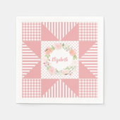 ピンクガーリー夕べスターキルトバラリースと名前 スタンダードカクテルナプキン (正面)