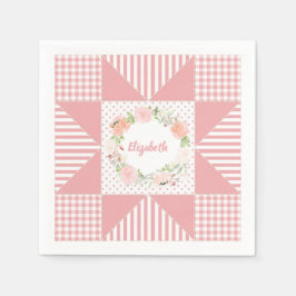 ピンクガーリー夕べスターキルトバラリースと名前 スタンダードカクテルナプキン