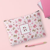 ピンクガーリー女性のカーボーイコケット模様モノグラム名 アクセサリーポーチ