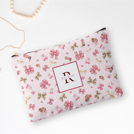 ピンクガーリー女性のカーボーイコケット模様モノグラム名 アクセサリーポーチ
