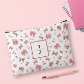 ピンクガーリー女性のカーボーイコケット模様モノグラム名 アクセサリーポーチ