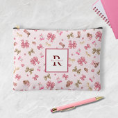 ピンクガーリー女性のカーボーイコケット模様モノグラム名 アクセサリーポーチ