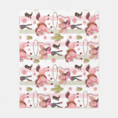 ピンクガーリー女性のカーボーイホースロデオウェスタンデザイン フリースブランケット (正面)