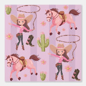 ピンクガーリー女性のカーボーイホースロデオウェスタンデザイン 壁紙 (正面)