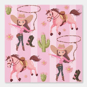 ピンクガーリー女性のカーボーイホースロデオウェスタンデザイン 壁紙 (正面)