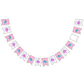 ピンクガーリー恐竜の誕生日パーティーの装飾 バンティングフラッグ (全)