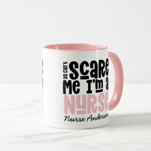 ピンクガーリー感謝していナースおもしろいタイポグラフィモダンユー マグカップ (正面右)