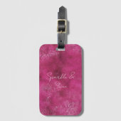 ピンクガーリー抽象芸術グリッツグラムグリッター ラゲッジタグ (正面縦)