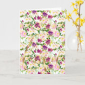 ピンクガーリー桃紫バーゴーニュ水色フローラ カード (黄色い花)