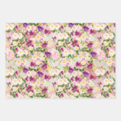 ピンクガーリー桃紫バーゴーニュ水色フローラ ラッピングペーパーシート (正面3)