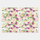 ピンクガーリー桃紫バーゴーニュ水色フローラ ラッピングペーパーシート (正面)