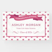 ピンクガーリー水玉模様おめでとう卒業パーティー 横断幕 (横)