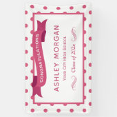 ピンクガーリー水玉模様おめでとう卒業パーティー 横断幕 (縦)