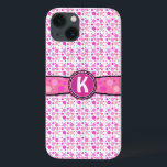 ピンクガーリー水玉模様モノグラム模様 iPhone 13ケース<br><div class="desc">この可愛いガーリーデザインはピンクの水玉模様とパーソナライズできる宇宙を示しカスタマイズている。単に自分のモノグラム/イニシャルを"パーソナライズ"フィールドに追加する。トレンディーの女性のためのかわいらしカラフルの贈り物を作る明るいスタイリッシュのパタ素晴らしーンである。</div>