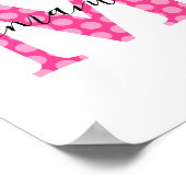 ピンクガーリー水玉模様モノグラム ポスター (角)