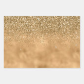 ピンクガーリー水色金ゴールドグリッター ラッピングペーパーシート (正面3)