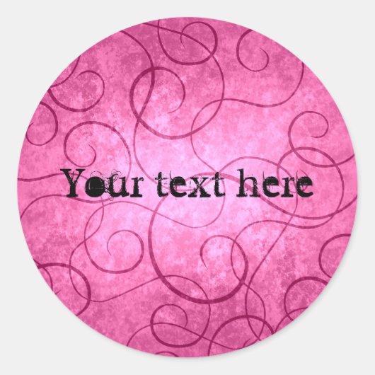 ピンクガーリー渦巻き ラウンドシール (正面)