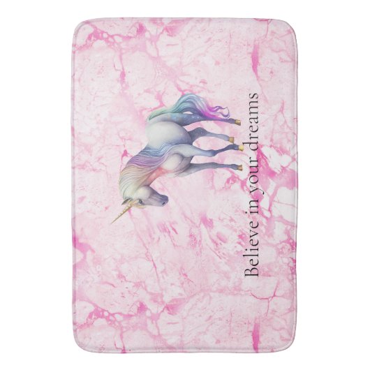 ピンクガーリー渦巻形ののユニコーン バスマット (正面縦)