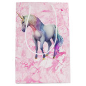 ピンクガーリー渦巻形のユニコーン ミディアムペーパーバッグ (正面)