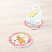 ピンクガーリー熱帯性パイナップル金ゴールドグリッター コースター (側面)