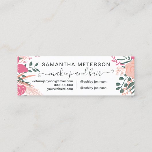 ピンクガーリー美しい熱帯フローラアポイントメント スキニー名刺 (裏面)