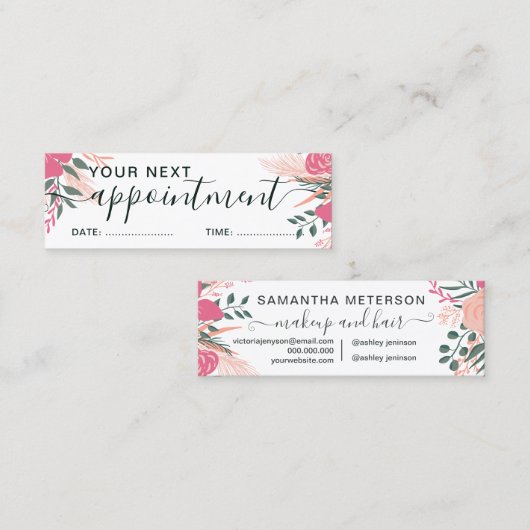 ピンクガーリー美しい熱帯フローラアポイントメント スキニー名刺 (正面/裏面)