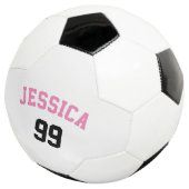 ピンクガーリー色の名前の黒い数ミニマル字 サッカーボール (3/4)