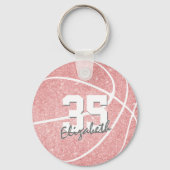 ピンクガーリー色バスケットボールキーチェーンwジャージー番号 キーホルダー (正面)