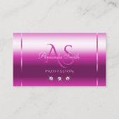 ピンクガーリー薄紫きらめくスパークルダイヤモンドモノグラム 名刺 (正面)