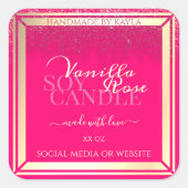 ピンクガーリー製品の包装ラベル金ゴールド枠 スクエアシール (正面)