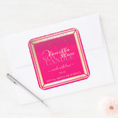 ピンクガーリー製品の包装ラベル金ゴールド枠 スクエアシール (封筒)