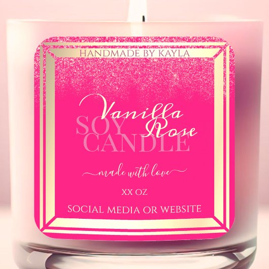 ピンクガーリー製品の包装ラベル金ゴールド枠 スクエアシール