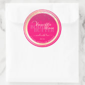 ピンクガーリー製品の包装ラベル金ゴールド枠 ラウンドシール (バッグ)