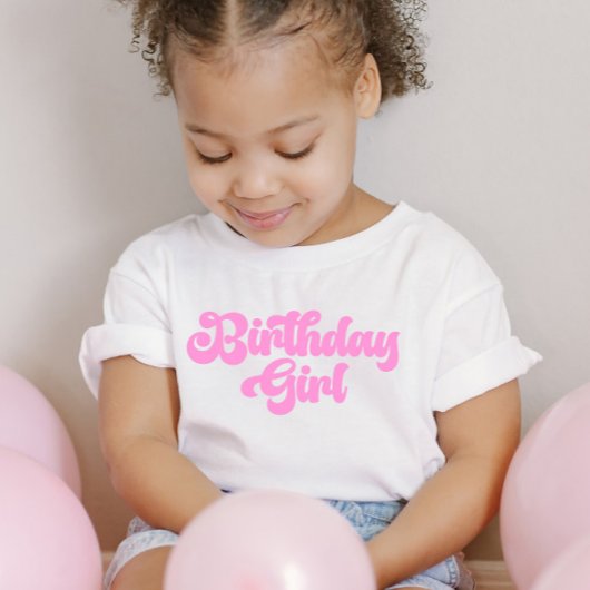 ピンクガーリー誕生日ガール1st第1誕生日 トドラーTシャツ