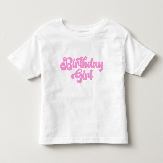 ピンクガーリー誕生日ガール1st第1誕生日 トドラーTシャツ (正面)