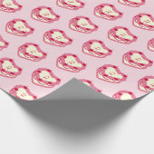 ピンクガーリー赤いハート形お誕生日ケーキ ラッピングペーパー (角)