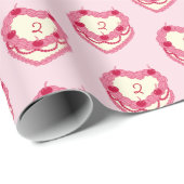 ピンクガーリー赤いハート形お誕生日ケーキ ラッピングペーパー (ロールコーナー)