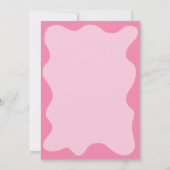 ピンクガーリー赤モダン波型はっきりしたレトロ 招待状 (裏面)