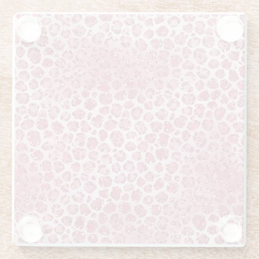 ピンクガーリー赤面グリッターヒョウ印刷 ガラスコースター (裏面)