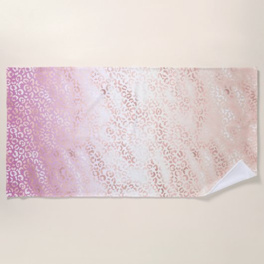 ピンクガーリー赤面ピーチグラムヒョウ絞り染め ビーチタオル (正面)