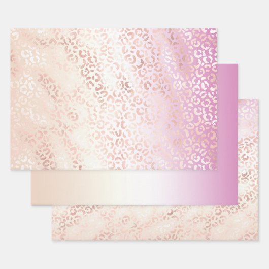 ピンクガーリー赤面ピーチグラムヒョウ絞り染め ラッピングペーパーシート (セット)