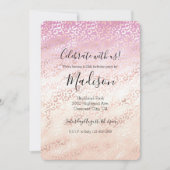 ピンクガーリー赤面ピーチグラムヒョウ絞り染め 招待状 (正面)