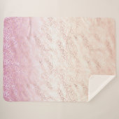 ピンクガーリー赤面ピーチグラムレオパードプリント絞り染め シェルパブランケット (正面(横))