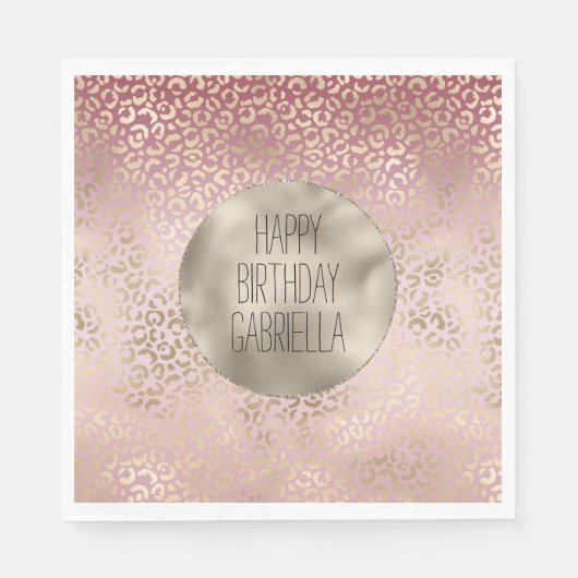ピンクガーリー赤面金ゴールドグラデーションヒョウ印刷 スタンダードランチョンナプキン (正面)