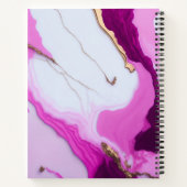 ピンクガーリー金ゴールドは白い大理石モノグラムを滴らせる ノートブック (裏面)