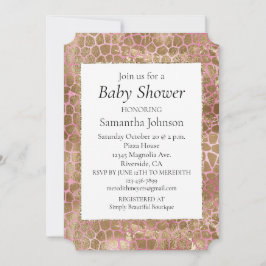 ピンクガーリー金ゴールドキリンプリント 招待状