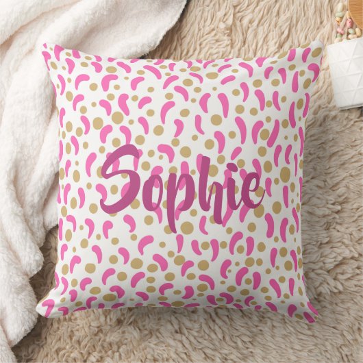 ピンクガーリー金ゴールドグパーソナライズされたラム装飾用クッション クッション (ブランケット)