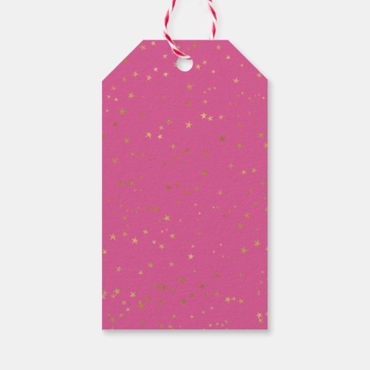 ピンクガーリー金ゴールドグラムスターズ ギフトタグ (裏面)